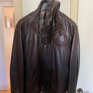 Leather bomber jacket
